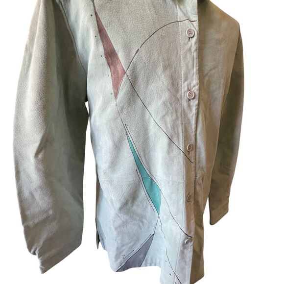 Vintage Suede Artsy Coat XL Genuine Leather Boho Y2K 90s Jacket Long - Picture 8 of 16